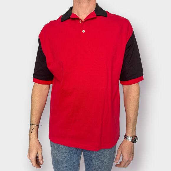Y2K P.I. Sport Red Black‎ Polo - Picture 1 of 4